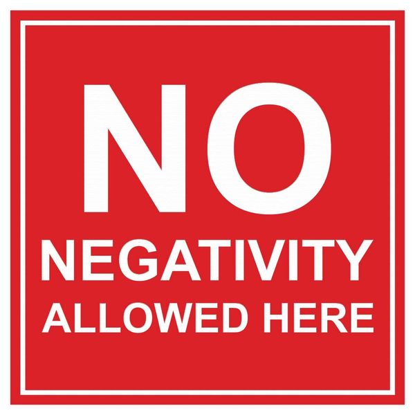 Signs ByLITA Square No Negativity Allowed Here Sign(Red) - Medium