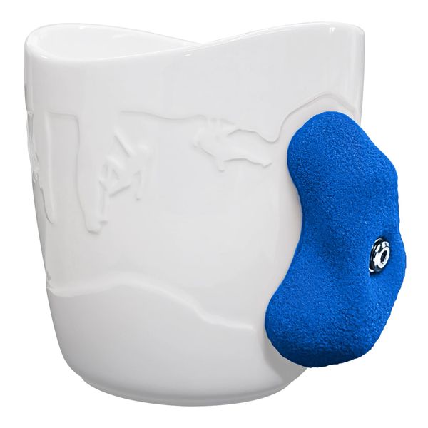 TWO STONES Rock Climbing Mug | White + Blue Ceramic Open Coffee Cup | 520ml | Rock Climbing Gift for Climbers