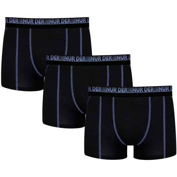 Nur Der Pack of 3 Boxer 3D Flex Air Tight Boxer Shorts Cotton Men's Underwear, Black/Denim
