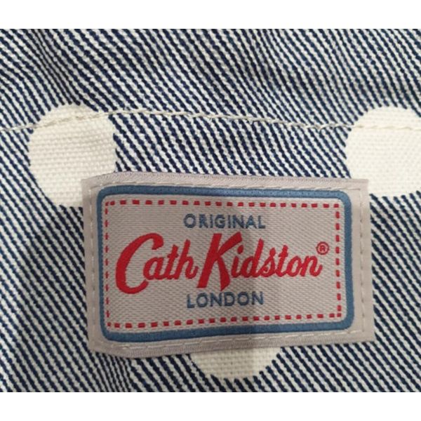 Cath Kidston Canvas Blue Twill Spot Button Drawstring Pouch Basket