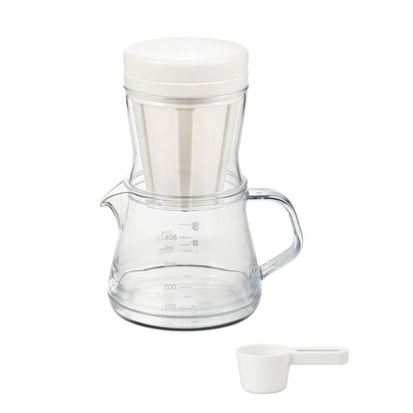 Akebono Sangyo Coffee Server Stron 400 2-Way Dripper Set, White, For Drip Coffee/Cold Brew Coffee