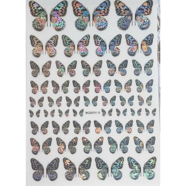 Silver & Black Half Butterfly Nail Sticker Designs Nail Trends Split Butterfly
