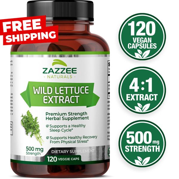 Wild Lettuce Extract 500 mg 120 Veggie Capsules Lactuca Virosa Pain Relief 4:1