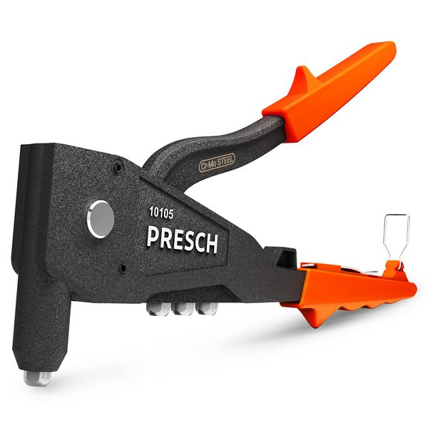 Presch Rivet Gun - Robust professional Riveter Rivet Gun - Riveting tool with an ergonomic handle for blind rivets - Steel Ø 2.4, 3.2, 4.0 mm and Aluminium-Steel up to 4.8 mm