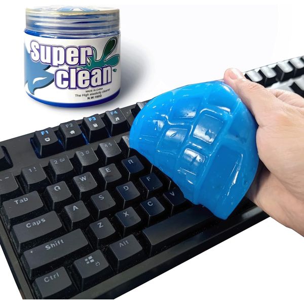 Keyboard Cleaning, Set of 5, Sky Blue, Keyboard Cleaning Slime, Air Duster, Slime, Sticky Grooves, Inaccessible Gap, Flexible, Deformable, Repeated Use, Multi-Purpose, Cleaning Supplies