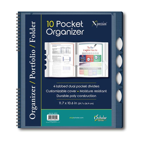 iScholar 10 Pocket Poly Folder, 12.2 x 11", Color Will Vary (35910)