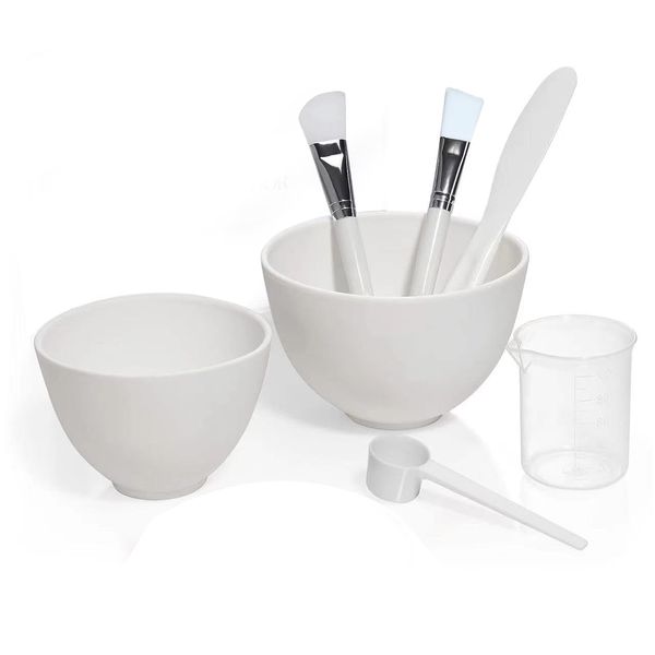 manqianxun Face Mask Mixing Bowl Set. 7IN 1 SPA Quality Face Mask Tool Kit. with Facial mask brush*2, Silicone Facial Mask Bowls*2, Mask Spatula,Measuring cup and Measuring scoop