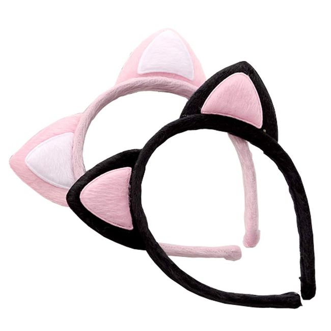 2 Pcs Plush Cat Ears Headbands Fancy Dress Hair Hoop Fluffy Hairband Cosplay Party Costume Halloween Hair Accessories For Girls Woman