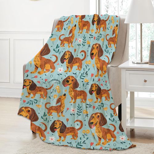Aonimonis Dachshund Throw Blanket Gifts for Women, Soft Fuzzy Warm Cozy Flannel Blankets for Bedroom, Travel, Couch, Home Decor 50x60 in