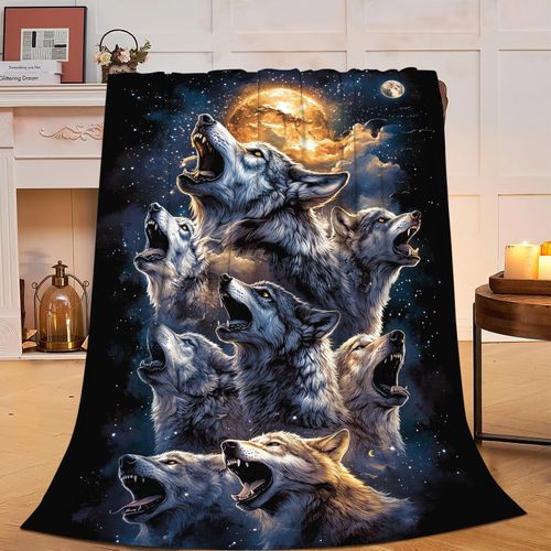 Wolf Super Soft Cozy Wolf Throw Blanket - Warm Fuzzy Plush Fleece Bedding Decor for Kids Adults - 40"X50"