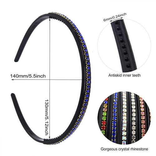 Honbay 7PCS Bling Bling Rhinestone Headband 1 Row Non-slip Thin Hair Hoops Fashion Plastic Teeth Headbands Fancy Hair Accessories for Women Girls (7 Color)