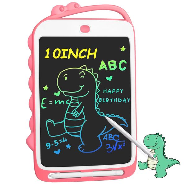 TeinenRon LCD Writing Tablet for Kids,10 inch Dinosaur Doodle Board,Erasable Drawing Tablet with Lock Function, Portable Writing Pad Toddler Toys, Gifts for 3-6 Years Old Boys and Girls,Pink