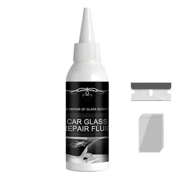 Car Glass Scratch Remover Fluid,Windscreen Scratch Repair Liquid,Glass Crack Repair Liquid,Windshield Window Cracked Glue Fluid,Multiple Use Car Windshield Glass Repair Kit Nano Repair Fluid,50ML