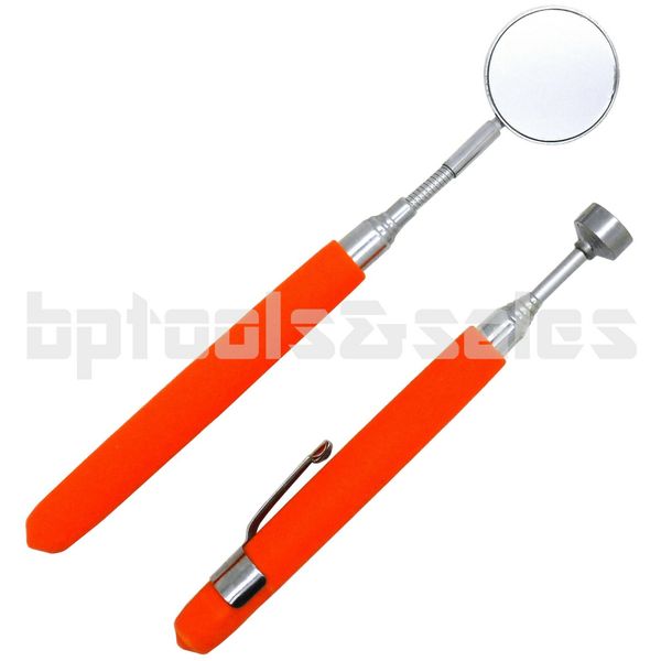 2pc Pick-Up Tool & Mirror Set Telescoping 6" - 24" Swivel Joint 5lb MagneticTool