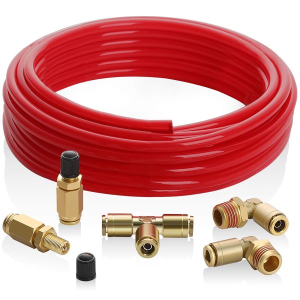 Hromee Air Line Service for Air Spring Suspension with Fittings, Schrader Valves and 20FT Hose Air Bag Replacement Components