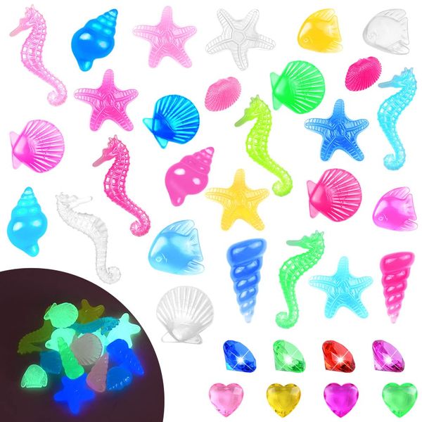 Vicloon 45pcs Swimming Pool toys Diving Toys, Colorful Acrylic Gemstones Sinking Dive Gem Including Heart Gems, Round Diamonds and Luminous Gems, Underwater Toys Summer Fun Swimming Toys For Kids