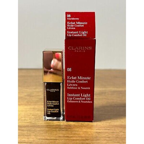 Clarins Eclat Minute Instant Light Lip Comfort Oil #08 Blackberry 7ml 0.1 oz NIB