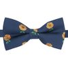 King & Priory Navy Blue Embroidered Sunflower Bow Tie