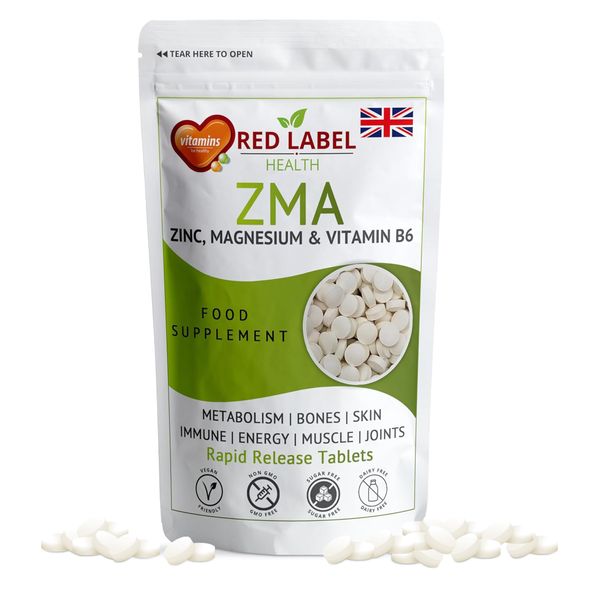 ZMA Supplements for Men & Women, Pack of 200 Tablets (6+ Months Supply), High Strength Sleep Aid & Muscle Recovery, Zinc Magnesium and Vitamin B6 ZMA Tablets for Better Sleep, UK