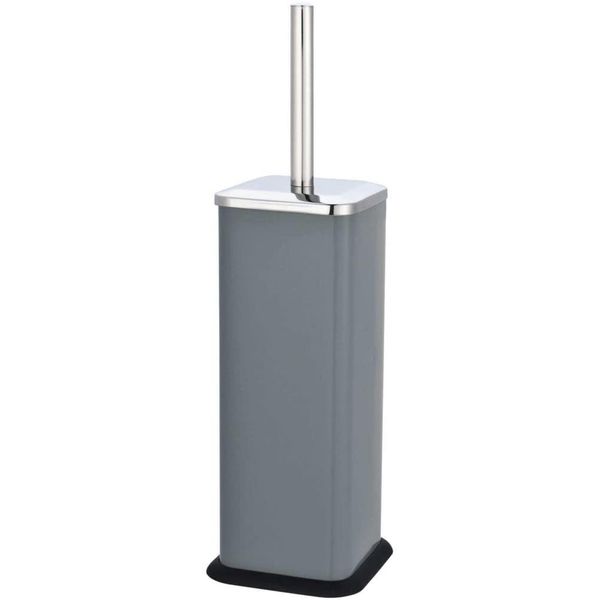 5L Slim Pedal Bin Square Toilet Brush Holder Bathroom Set Rectangular Removable Bucket Trash Recycling Bin (Grey Brush Holder Only)