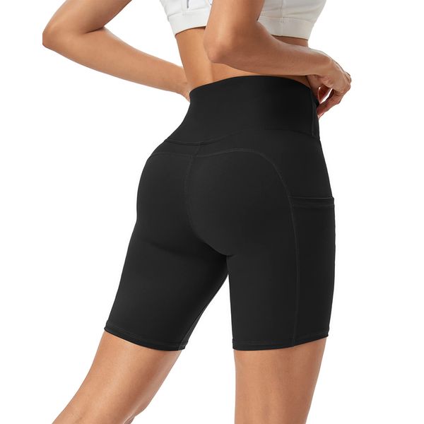 Promover Womens Sports Shorts Biker Yoga Shorts Running Pants High Waisted Leggings with Pockets Tummy Control Compression Shorts Non See Through Workout Cycling Summer Hot Pants