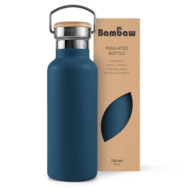 Bambaw Insulated Water Bottle 750ml, Blue Water Bottle, Stainless Steel Water Bottle, Leakproof Water Bottle, Hiking Water Bottle, Cheap Water Bottle, 750ml Insulated Water Bottle – Aegean Blue