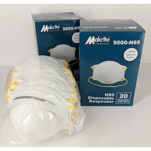 MAKRITE 9500-N95 Disposable Particulate Respirator Mask~20 ct x 10 (200 total)