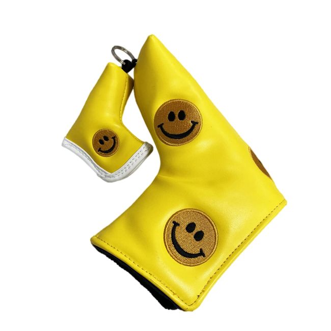 Golf Cover Putter Cover Fits Scotty Cameron Odyssey Pin Cover Magnetic Key Ring Smile (Yellow)