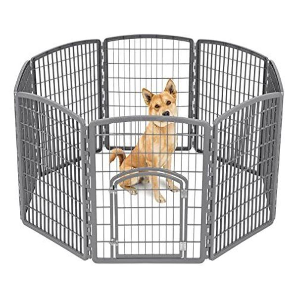 IRIS USA Dog Playpen, 8-Panel 34" Pet Playpen with Door, Puppy Playpen, Indoo...