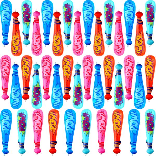 Sonarun 40 Pack 20 Inch Inflatable Baseball Bats Inflatable Toy Bat Baseball Bat Inflates for Carnival Birthday Swimming Pool Baseball Theme Party Favors