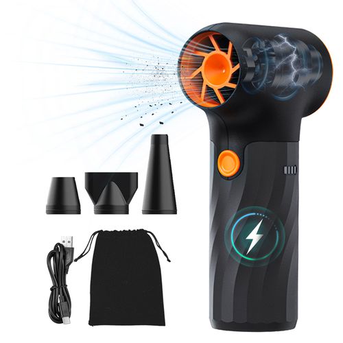 Electric Air Duster, 130,000 RPM High-Speed Compressed Air Duster, Rechargeable Portable Cordless Air Blower 3 Gear Mini Turbo Fan Jet Dry Blower with Non-Slip Handle for PC Car Electronics Cleaning