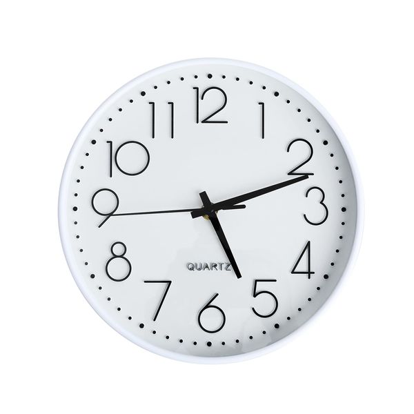 Wall Clock Silent Non Ticking 10 Inch Small Wall Clocks Battery Operated Decorative Modern Round Wall Clock for Office Home Bathroom Kitchen Bedroom School Living Room - White