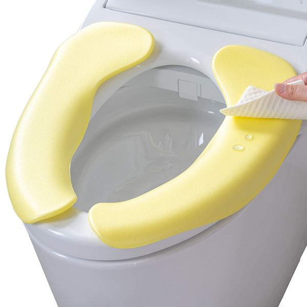 OKA Easy Wiping Toilet Seat Cushion, Yellow (PVC Suction Toilet Seat), 15.7 x 13.0 x 1.2 inches (40 x 33 x 3 cm)