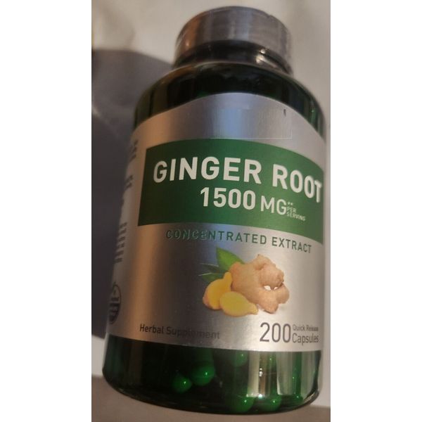 Ginger Root 1500mg 200 Caps Non-GMO/Gluten Free/No Preservatives