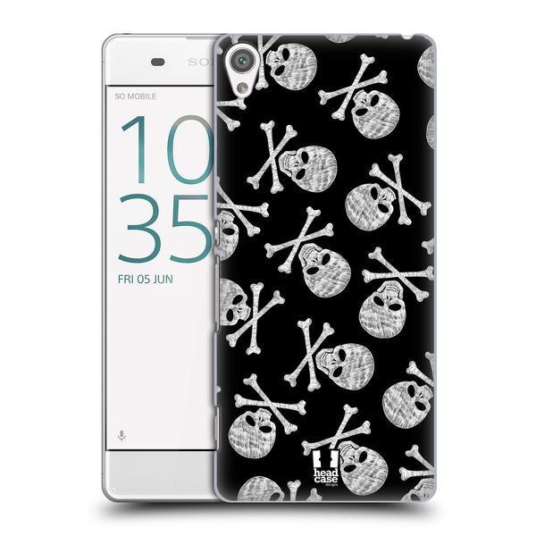 Head Case Designs Black Background X Bone Skulls Patterns Hard Back Case Compatible With Sony Xperia XA/XA Dual