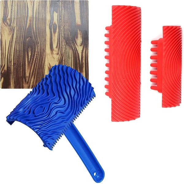 H HAGU LANDE Wood Grain Tool,Woodgraining Tool Kit Textured Paint Roller Soft