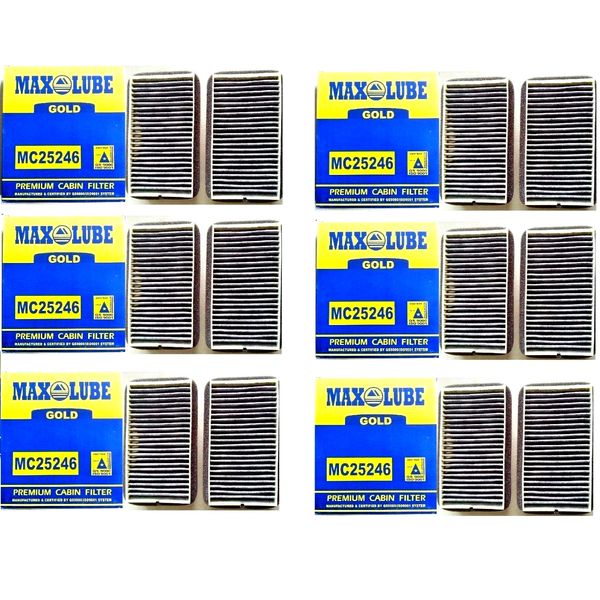 6 Pack MAX LUBE GOLD Carbon Filter MC25246 Premium Cabin Filter 