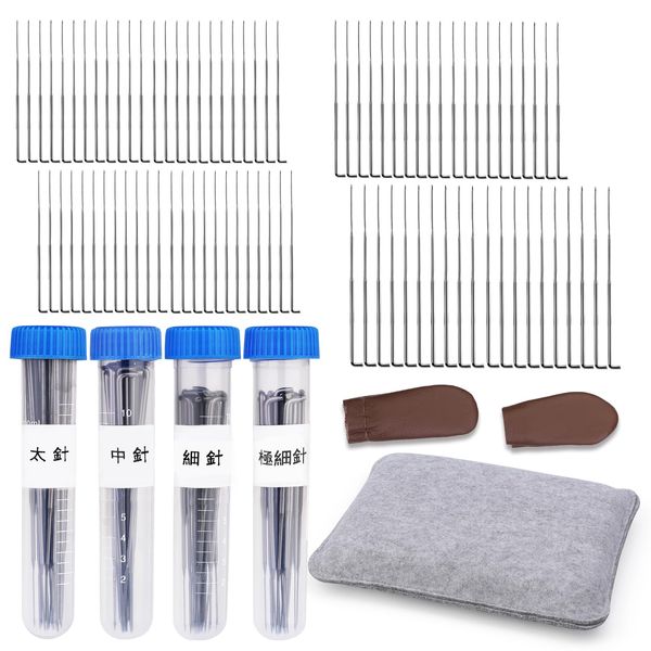 82 Pcs Wool Felt Tool Kit, 80 Pcs Needle Felt Needle Felt Pads Needle Felt Tool Finger Sack, 4 Sizes Felt Needles and Thick Felt Pad, Perfect for Various Felt Projects