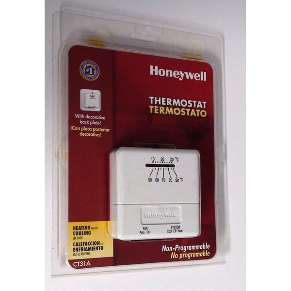 HONEYWELL THERMOSTAT W/ DECORATIVE BACK PLATE HEATING & COOLING CT31A CT31A1003