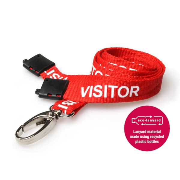 Customcard ltd® Red Visitor Lanyards Metal Clip & Plastic ID Card Pocket Pack of 10 Visitor Lanyards