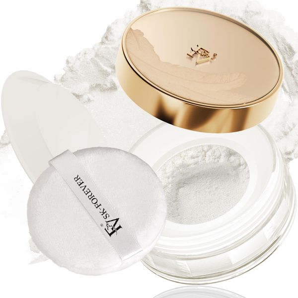 FV Puder Makeup, Translucent Setting Powder, Ölkontrolle Fixing Powder with Shimmer Finish, Mattierend Baking Powder Make Up for Face, Porenverfeinernd und Langanhaltend, 10g, Shimmer Sheer