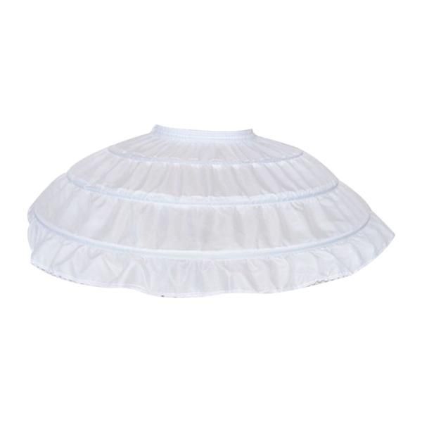 Children&#39;s Girls 3 Steel Hoop White Petticoat Wedding Dress Underskirt Elastic Waistband Drawstring A-Line Edge