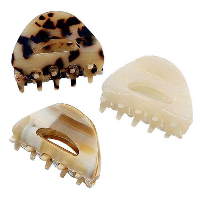 VinBee 3 PACK Hair Claw Clips, Cellulose Acetate Cutout Tortoise Shell Barrettes Claw Clips, Celluloid Leopard Print Stylish Hair Accessories for Women Girls French Design Hair Crab Clamps