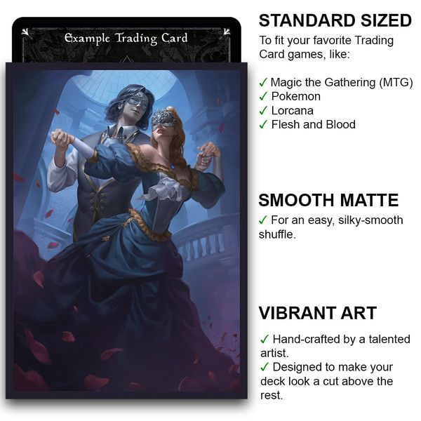 Fantasy North - Masked Dancers - 100 Smooth Matte TCG Trading Card Sleeves - Fits Magic MTG Commander Pokemon and Other Card Games - Playing Card Sleeves