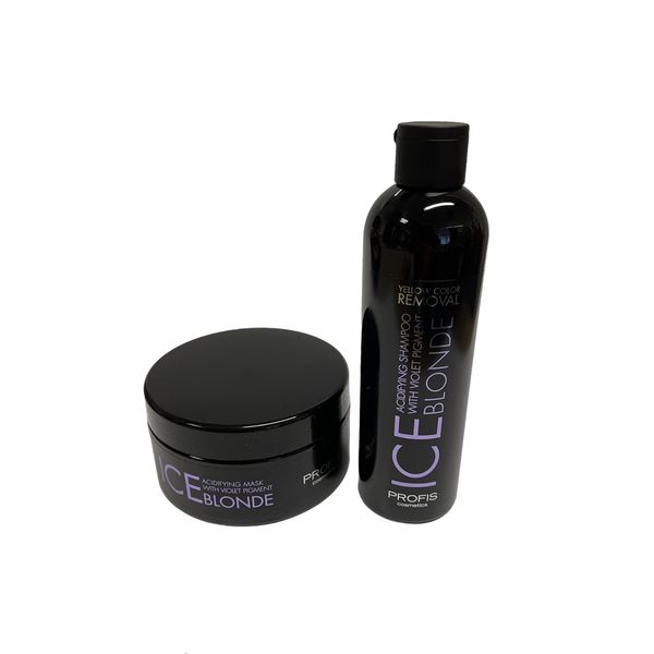 Ice Blond säurehaltige Anti-Gelbstich Silber Haarpflege-Set: besteht aus 1 x 300 ml Haarmaske + 1 x 250 ml Shampoo