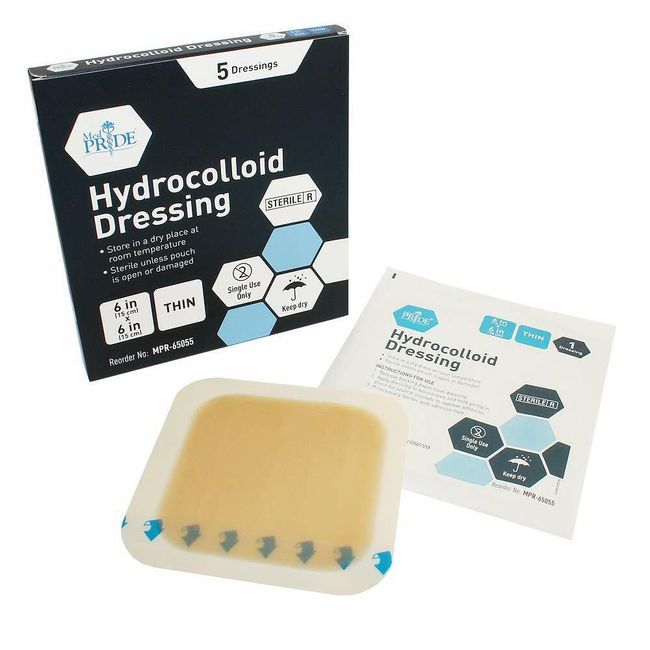 MEDPRIDE Hydrocolloid Wound Dressing Pads Thin 6x6 (5 Dressing  )  FREE SHIPPING