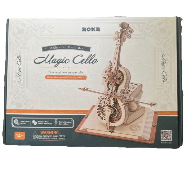 ROKR 3D Wooden Puzzle Magic Cello Mechanical Music Box Model Kit