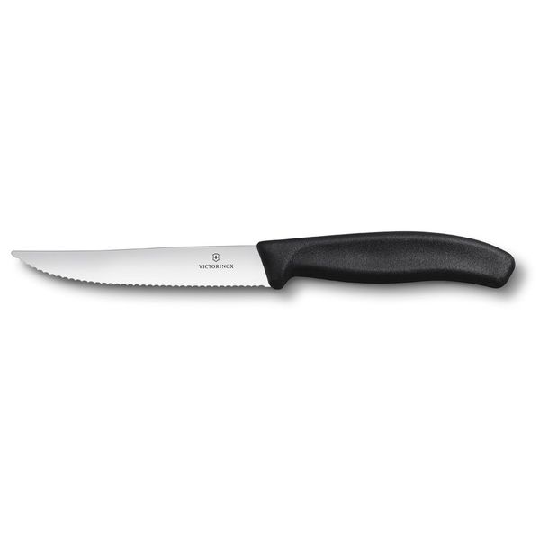 Victorinox Swiss Classic 6.7933.12-X1 Paring Knife, Gourmet Steak Knife, 4.7 inches (12 cm), Black, Serrated Blade, Napoli Pizza