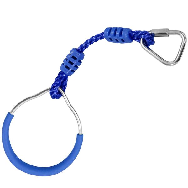 Outdoor Indoor Gym Fitness Ninja Gymnastic Ring Swing Trapeze Bar Ring For Kids, Play Sets Playground Training Equipment Backyard Obstacle Course Ring Hanging Monkey Ring Jungle Fist (1 Blue)