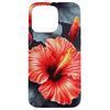 Hibiscus Abstract In Red And Blue Grey Case for iPhone 15 Pro Max